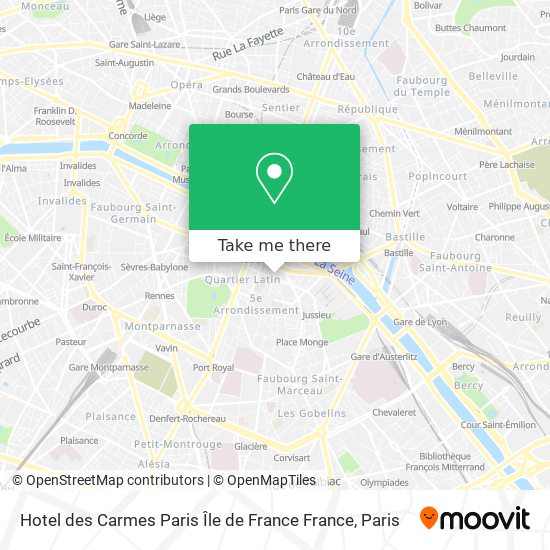 Hotel des Carmes Paris Île de France France map