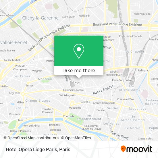 Hôtel Opéra Liège Paris map