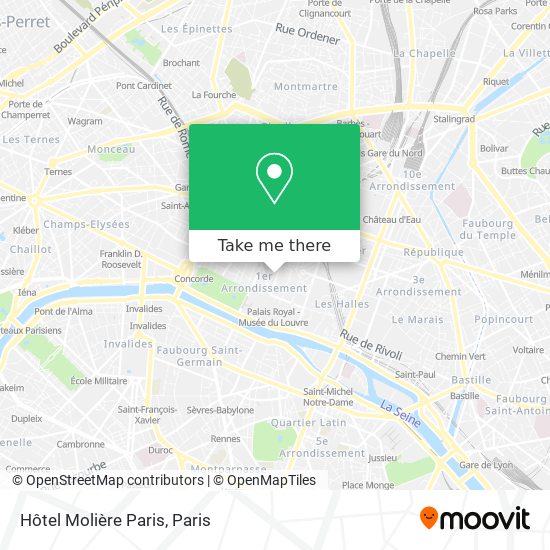 Mapa Hôtel Molière Paris