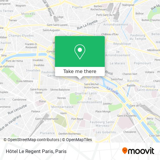 Mapa Hôtel Le Regent Paris