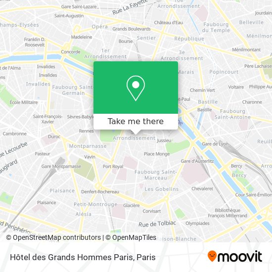 Mapa Hôtel des Grands Hommes Paris