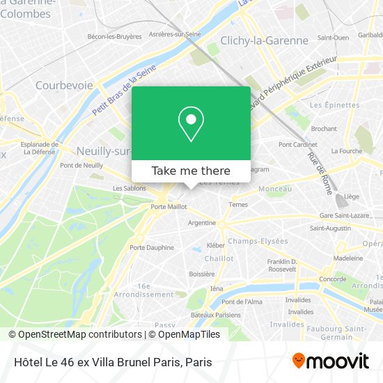Hôtel Le 46 ex Villa Brunel Paris map