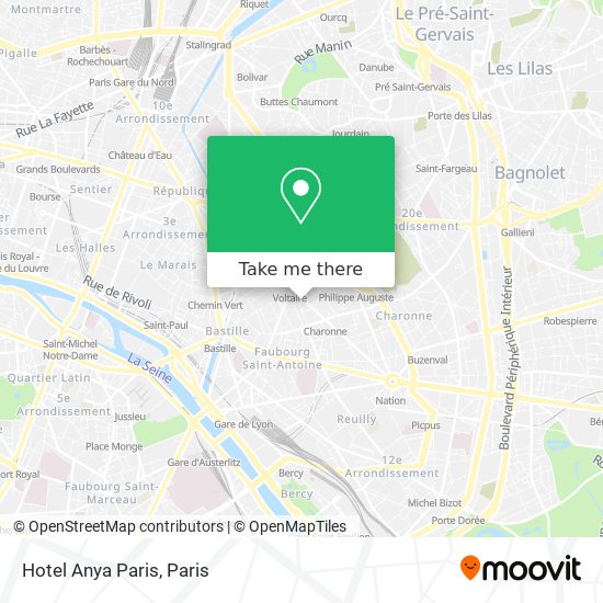 Mapa Hotel Anya Paris