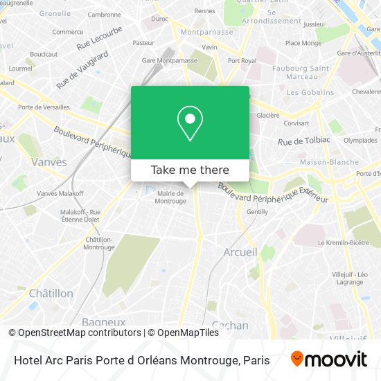 Mapa Hotel Arc Paris Porte d Orléans Montrouge