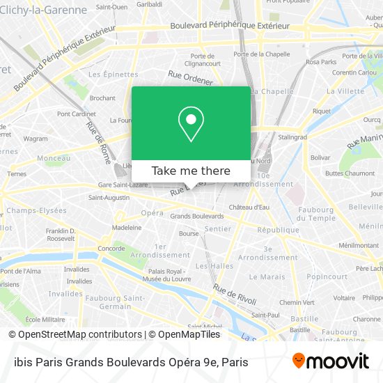 Mapa ibis Paris Grands Boulevards Opéra 9e
