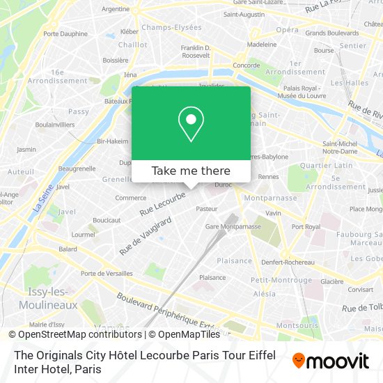 Mapa The Originals City Hôtel Lecourbe Paris Tour Eiffel Inter Hotel