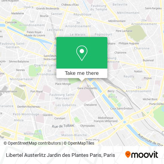 Mapa Libertel Austerlitz Jardin des Plantes Paris