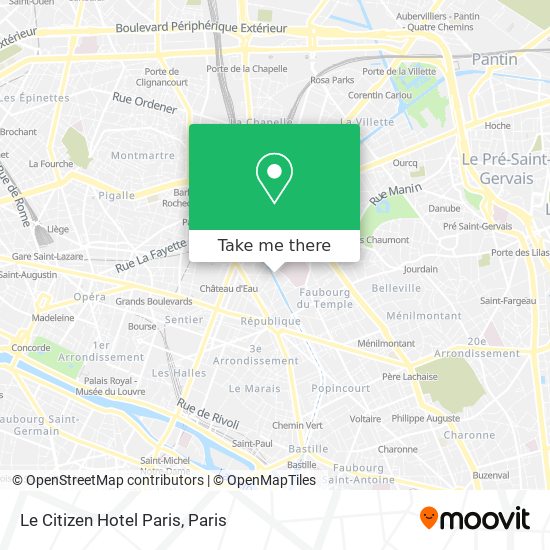 Mapa Le Citizen Hotel Paris