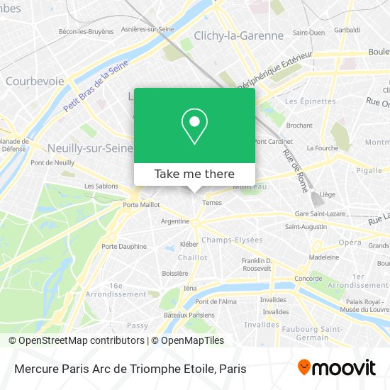 Mercure Paris Arc de Triomphe Etoile map