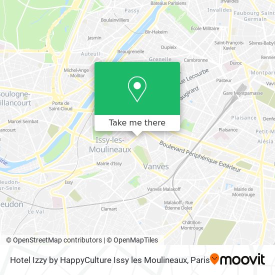 Mapa Hotel Izzy by HappyCulture Issy les Moulineaux