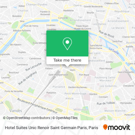 Mapa Hotel Suites Unic Renoir Saint Germain Paris