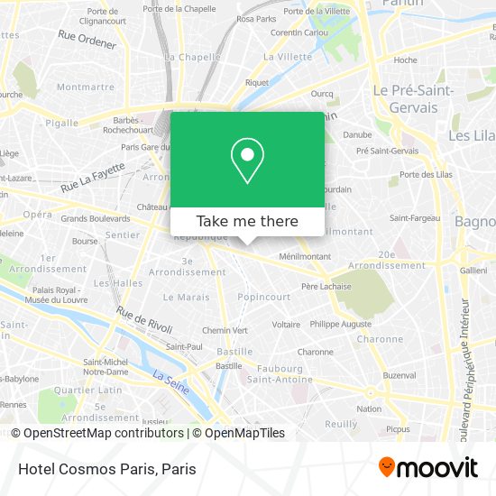 Hotel Cosmos Paris map