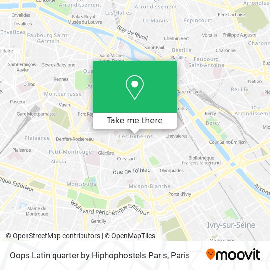 Mapa Oops Latin quarter by Hiphophostels Paris