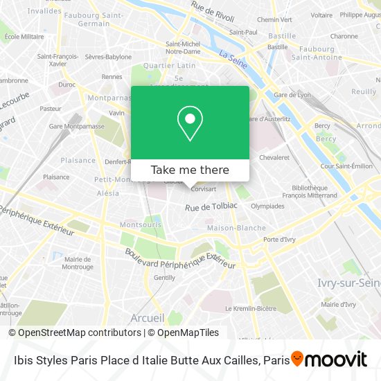 Ibis Styles Paris Place d Italie Butte Aux Cailles map