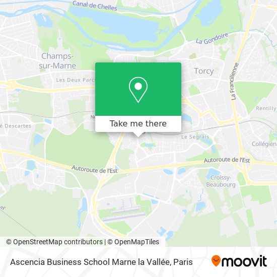 Mapa Ascencia Business School Marne la Vallée