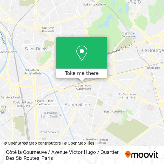 Mapa Côté la Courneuve / Avenue Victor Hugo / Quartier Des Six Routes