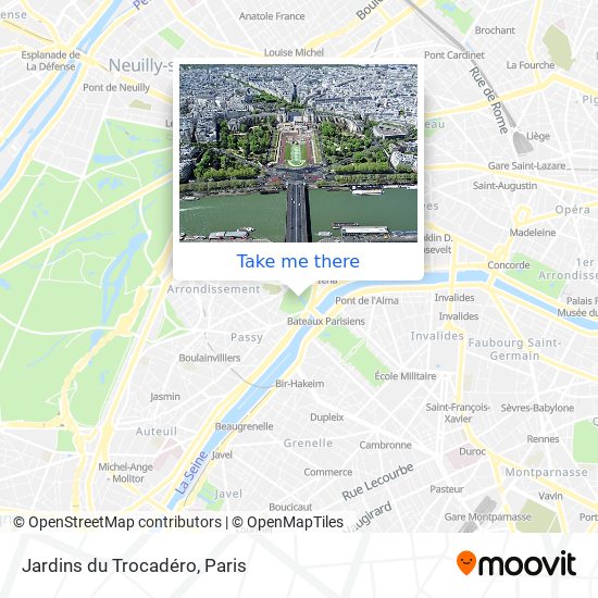 Mapa Jardins du Trocadéro