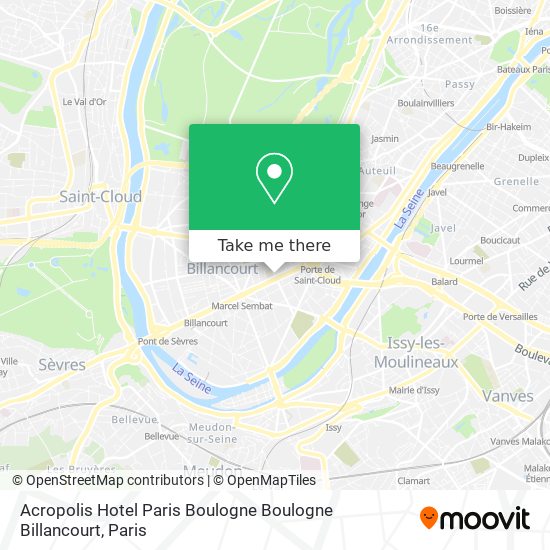 Mapa Acropolis Hotel Paris Boulogne Boulogne Billancourt