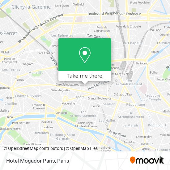 Mapa Hotel Mogador Paris