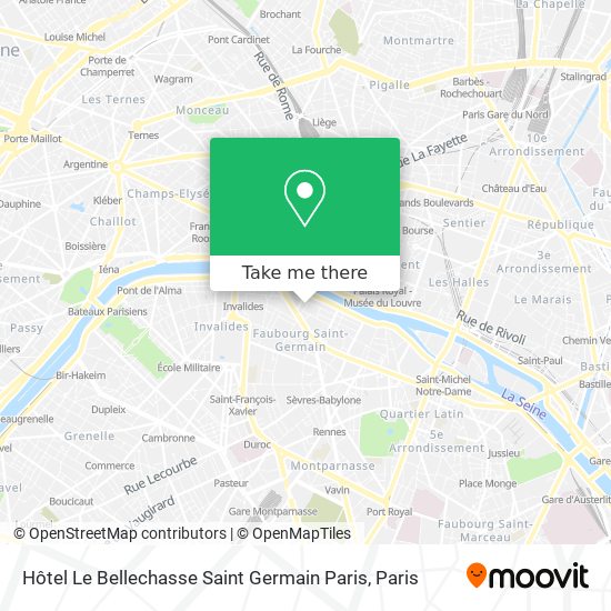 Mapa Hôtel Le Bellechasse Saint Germain Paris
