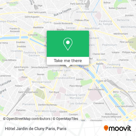 Hôtel Jardin de Cluny Paris map