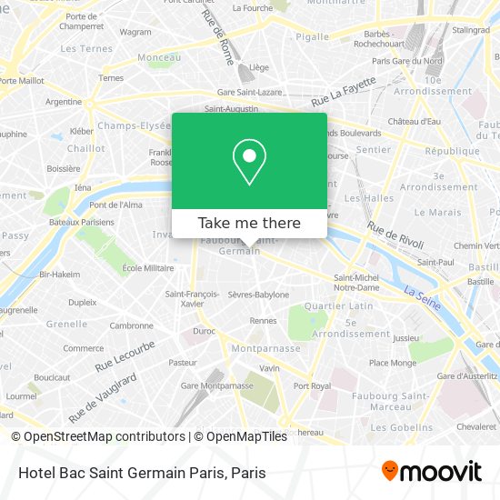 Hotel Bac Saint Germain Paris map