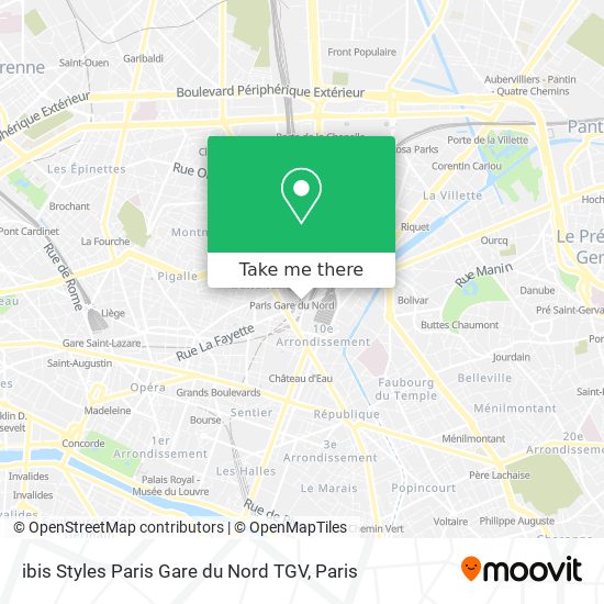 Mapa ibis Styles Paris Gare du Nord TGV