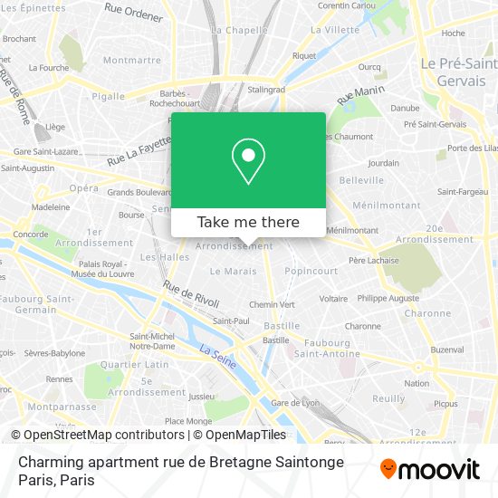 Mapa Charming apartment rue de Bretagne Saintonge Paris