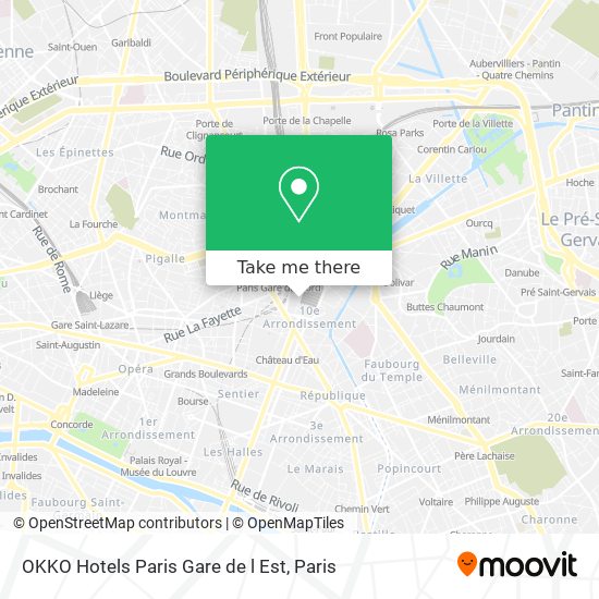 Mapa OKKO Hotels Paris Gare de l Est
