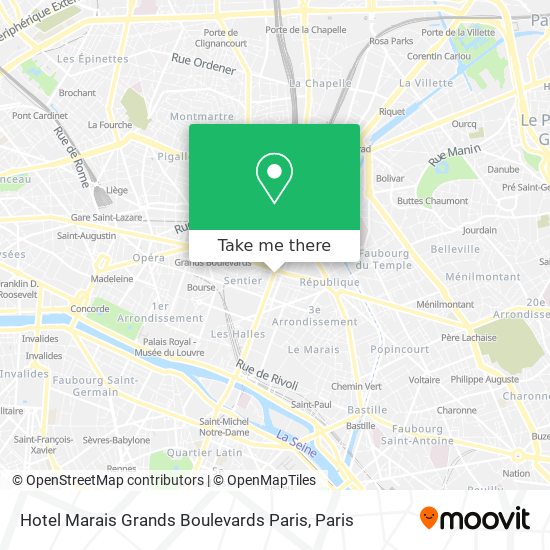 Mapa Hotel Marais Grands Boulevards Paris