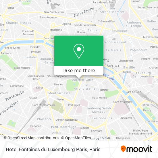 Mapa Hotel Fontaines du Luxembourg Paris