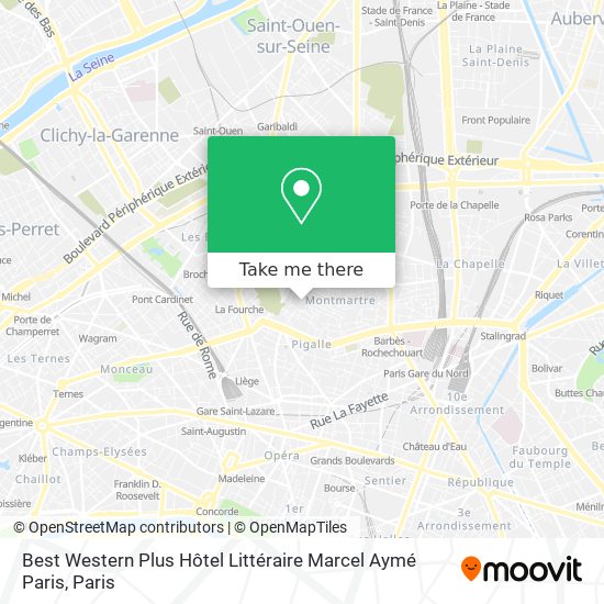 Mapa Best Western Plus Hôtel Littéraire Marcel Aymé Paris