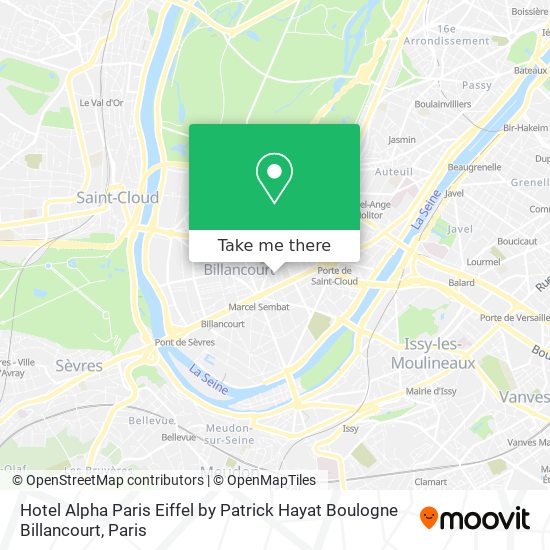 Mapa Hotel Alpha Paris Eiffel by Patrick Hayat Boulogne Billancourt