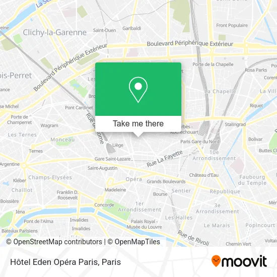 Hôtel Eden Opéra Paris map