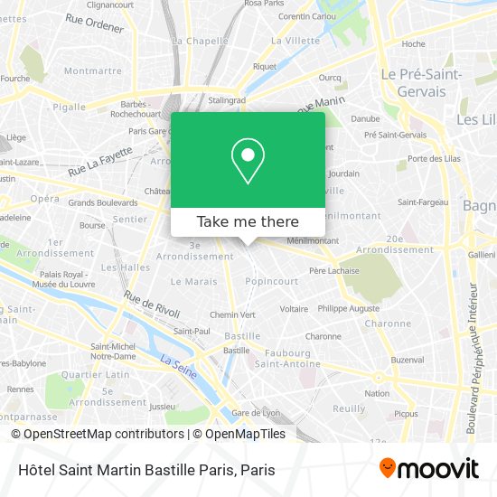 Hôtel Saint Martin Bastille Paris map