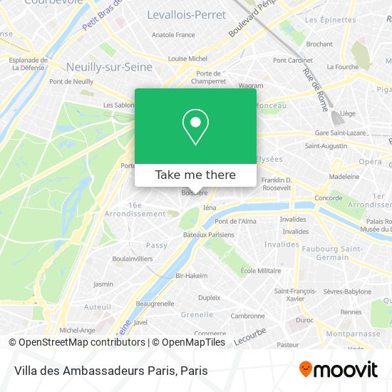 Mapa Villa des Ambassadeurs Paris