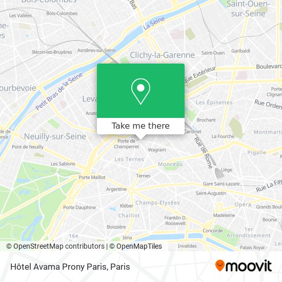 Mapa Hôtel Avama Prony Paris