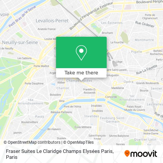 Fraser Suites Le Claridge Champs Elysées Paris map