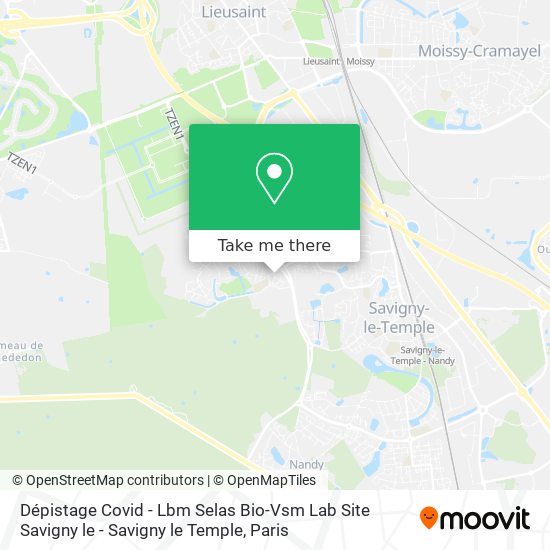 Dépistage Covid - Lbm Selas Bio-Vsm Lab Site Savigny le - Savigny le Temple map
