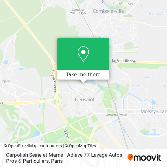 Mapa Carpolish Seine et Marne - Adlave 77 Lavage Autos Pros & Particuliers