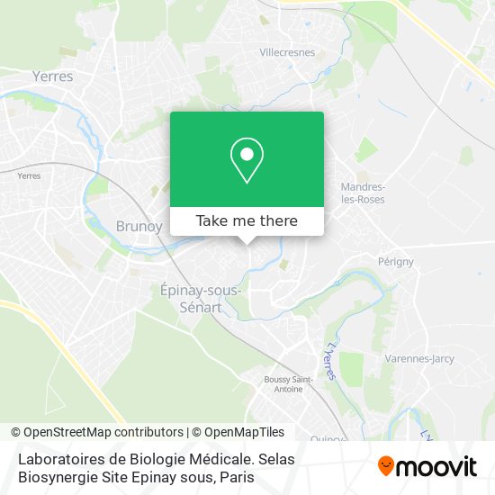 Mapa Laboratoires de Biologie Médicale. Selas Biosynergie Site Epinay sous