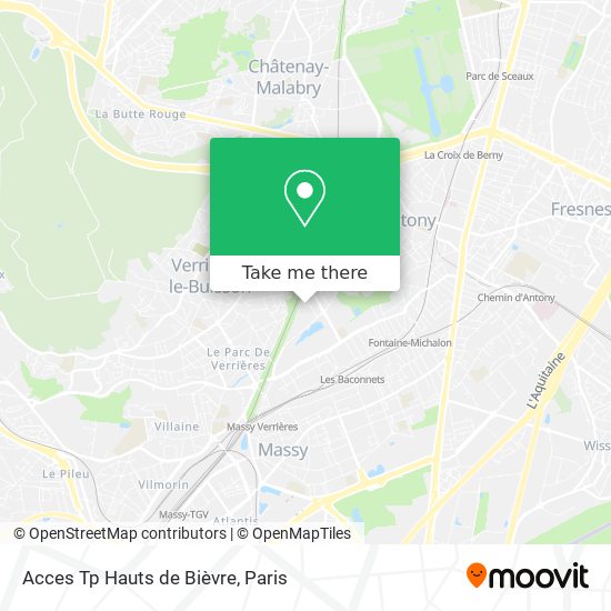 Acces Tp Hauts de Bièvre map