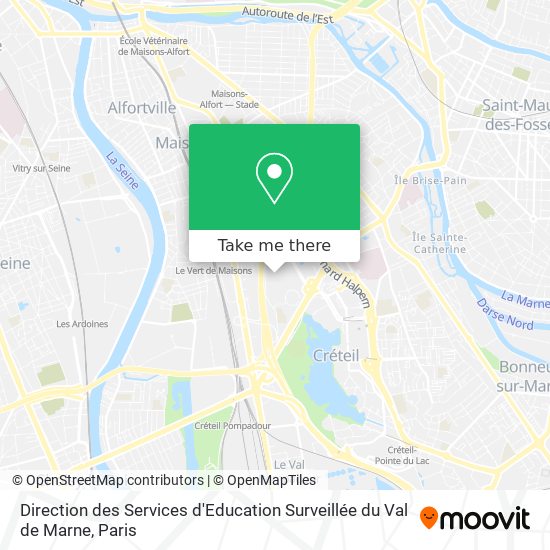 Mapa Direction des Services d'Education Surveillée du Val de Marne