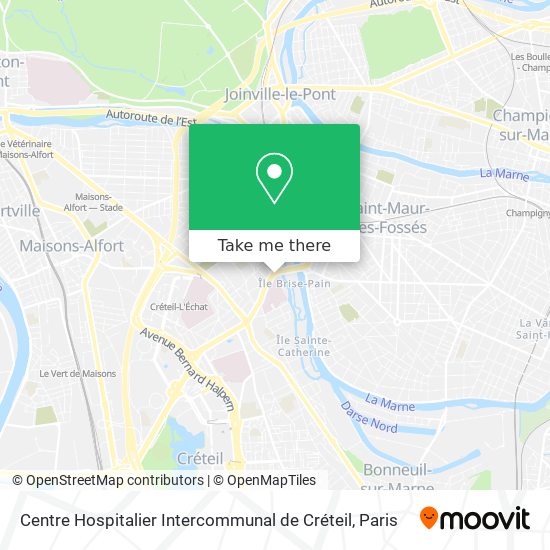 Centre Hospitalier Intercommunal de Créteil map