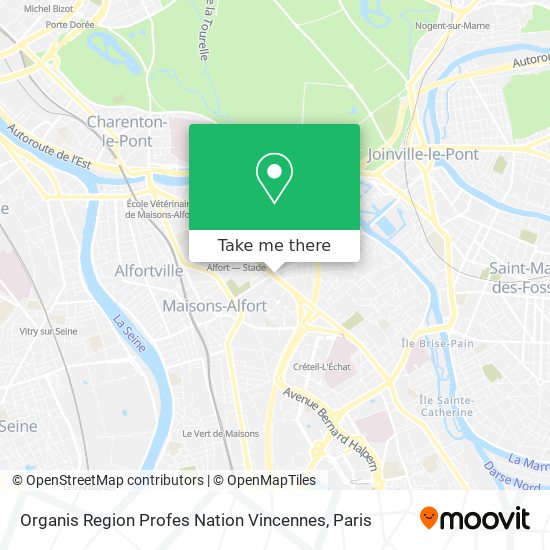 Organis Region Profes Nation Vincennes map