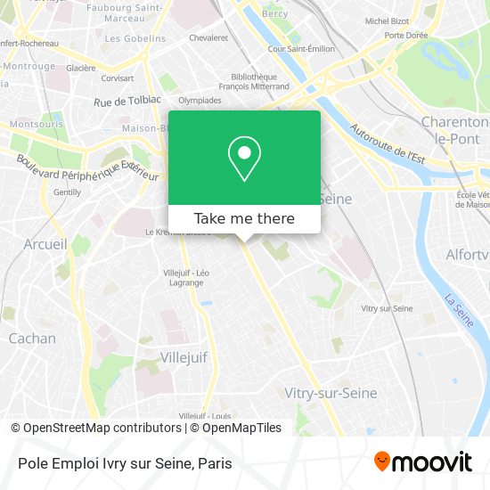 Mapa Pole Emploi Ivry sur Seine