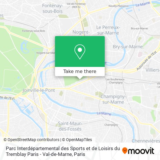 Parc Interdépartemental des Sports et de Loisirs du Tremblay Paris - Val-de-Marne map