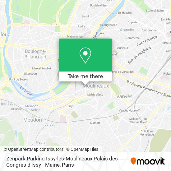 Mapa Zenpark Parking Issy-les-Moulineaux Palais des Congrès d'Issy - Mairie