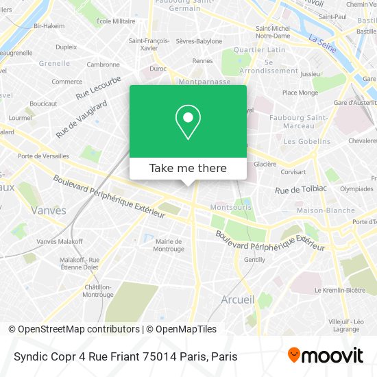 Syndic Copr 4 Rue Friant 75014 Paris map