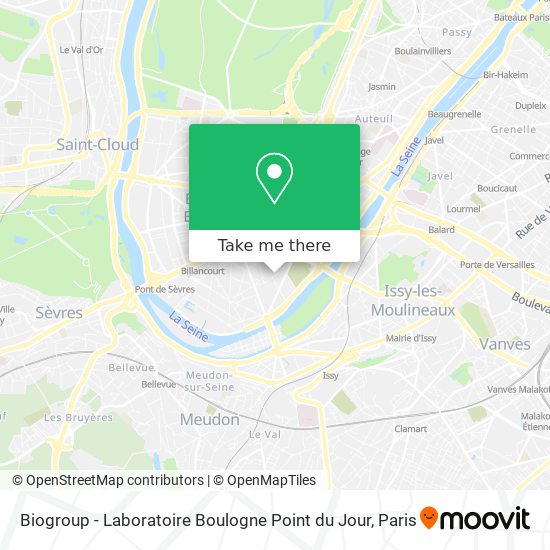 Mapa Biogroup - Laboratoire Boulogne Point du Jour